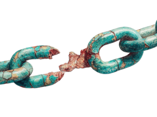 Broken chain, turquoise patina