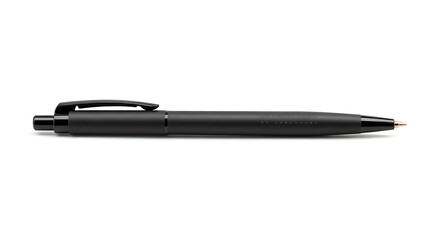 Sleek matte black retractable ballpoint pen with a click mechanism and pocket clip.