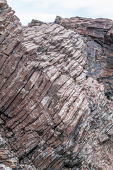 Chert / sedimentary rock. commonly with thin interlayers of reddish-brown shale, graywacke and greenstone. Coyote Point, San Mateo, California. San Francisco / Bay