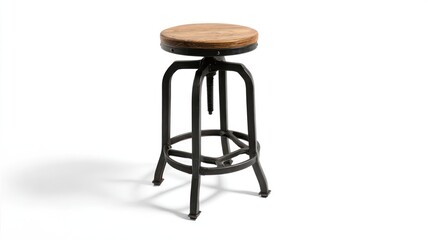 Wooden stool with metal legs