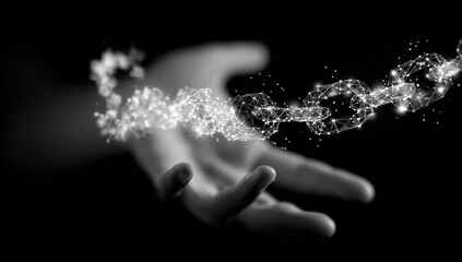 Hand offering a digital chain