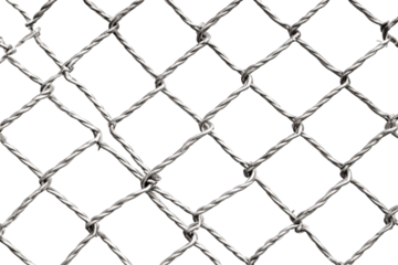 Close-up view of a metal chain-link fence