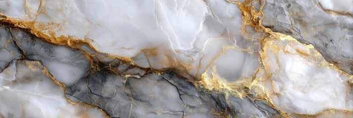 Obraz premium Detailed close-up of a marbled surface in shades of gray, white, and gold
