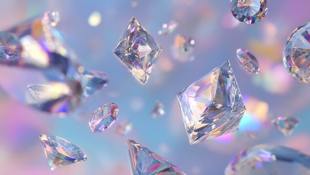 Delicate, iridescent gems suspended in pastel light