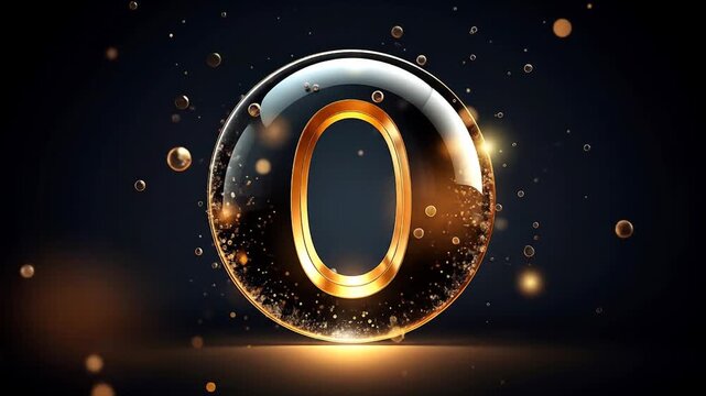 Elegant animated sequence featuring the number zero encased in a shimmering bubble
