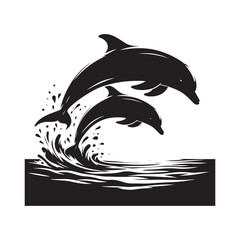 Dolphin vector silhouette  outline logo design concept illustration