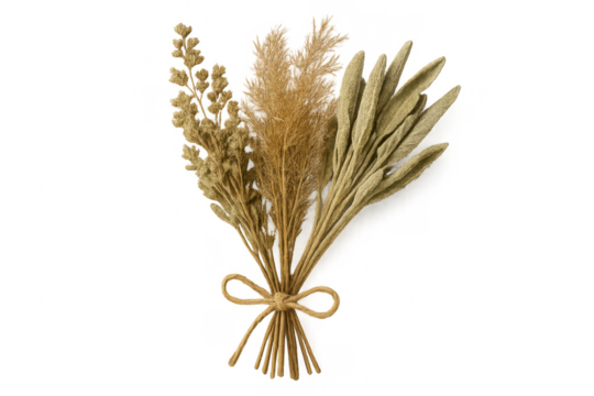 Bouquet of dried flowers with transparent background for easy integration