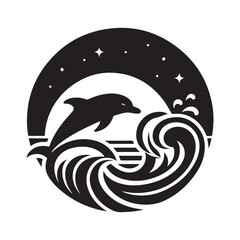 Dolphin vector silhouette  outline logo design concept illustration