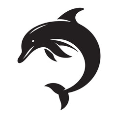 Dolphin vector silhouette  outline logo design concept illustration