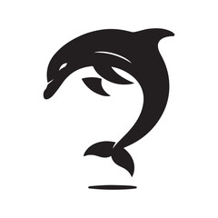 Dolphin vector silhouette  outline logo design concept illustration
