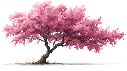 Cherry blossom tree illustration, spring, pink, flowers Stock Illustration