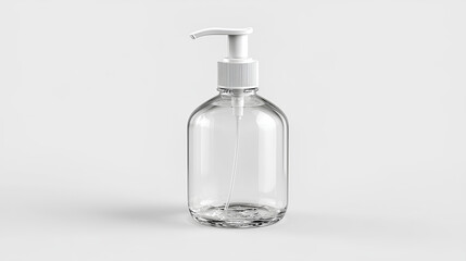 Clear Glass Hand Sanitizer Bottle Mockup with White Label