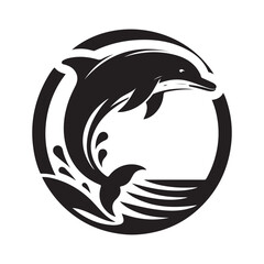 Dolphin vector silhouette  outline logo design concept illustration