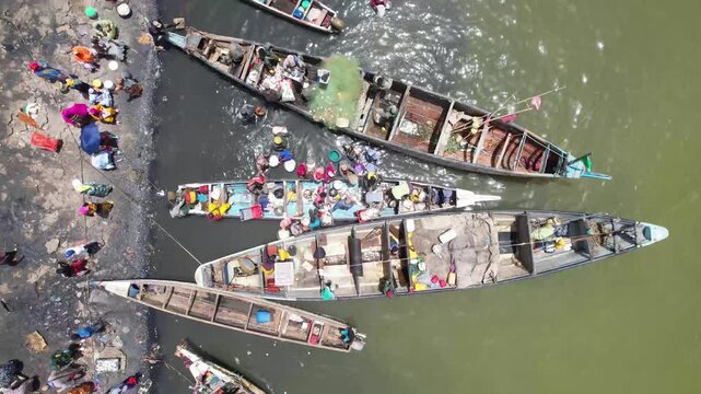 SENEGAL - 7.16.2025 - Incredible bird's eye view moving up a fish market on Senegal's Island of Saint-Louis.