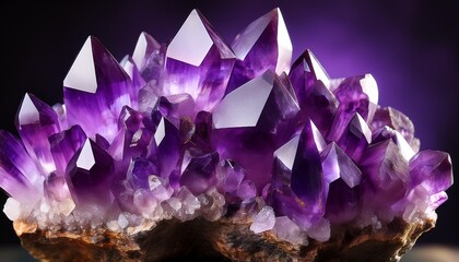 this captivating image features a vibrant amethyst crystal cluster highlighted by its deep purple color and natural facets perfect for collectors and enthusiasts of mineralogy