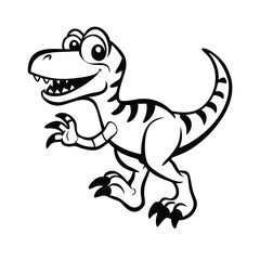 Velociraptor Dinosaur Coloring Page. Cute Action Cartoon Dino for Kids