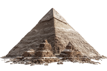 Ancient pyramid against a black background