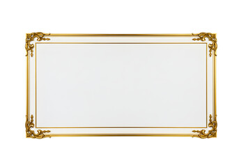 Golden picture frame isolated on white background