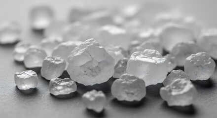 A close up view of a pile of white sugar crystals