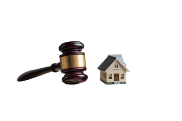 Gavel and miniature house