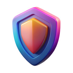 3D Render Colorful Security Shield Icon Isolated on White Background  in plastic cartoon style representing privacy, encryption,  Protection and Safety concept