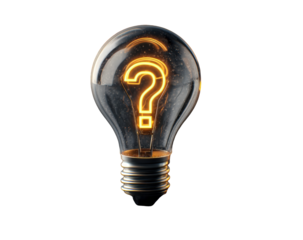Illuminated lightbulb with question mark