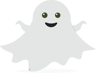 Cute Cartoon Ghost with a Friendly Smile Isolated on White Background Perfect for Halloween Decorations and Children s