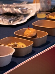Fototapeta premium Burger and potato chip snacks at Shanghai's Multicultural Latin American Food Market