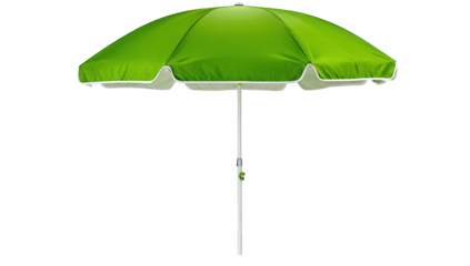 A vibrant green beach umbrella against a black background