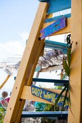 Colorful wooden ladder with relax sign