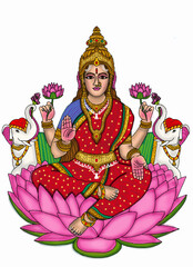 hand drawn digital art of goddess gaj lakshmi © Harshit