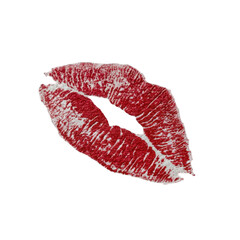 A red lipstick kiss print on a black background