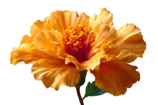 Single cempasuchil flower on transparent background,closeup to the texture of ts petals