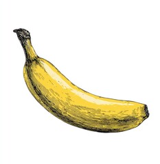 Detailed illustration of a single ripe banana