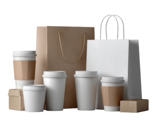 Assorted takeaway coffee packaging