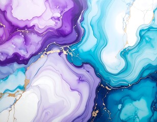 Abstract marble texture with purple and blue waves accented by golden shimmering lines.
