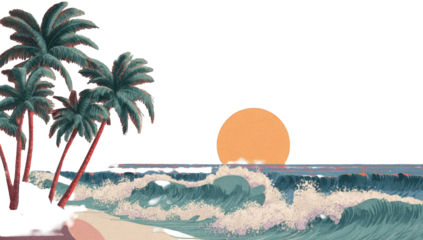Tropical beach sunset scene