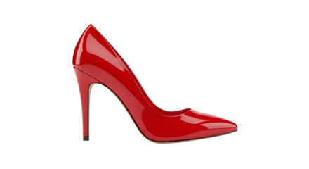 Elegant red stiletto high heel shoe on a black background
