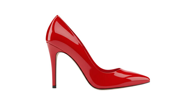 Elegant red stiletto high heel shoe on a black background