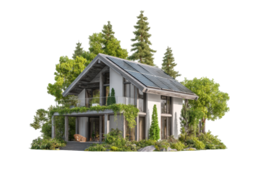 Modern eco-friendly house nestled in a forest