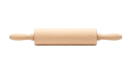Simple wooden rolling pin isolated on black background for baking and cooking