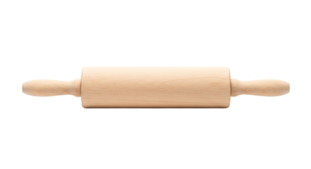 Simple wooden rolling pin isolated on black background for baking and cooking
