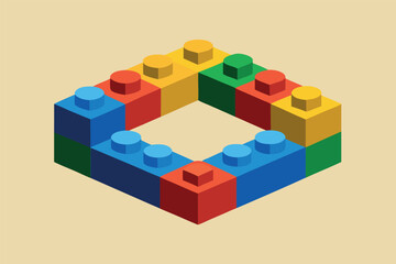 Obraz premium Isometric Colorful Plastic Building Blocks Arranged in a Square Shape Creative Construction and Educational Toy Concept on a
