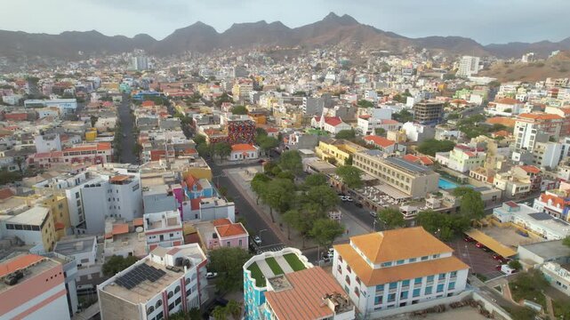 CAPE VERDE - 8.20.2025 - Excellent aerial view of the city Mindelo on Sao Vicente, Cape Verde.