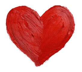 Red lipstick heart shape on white background