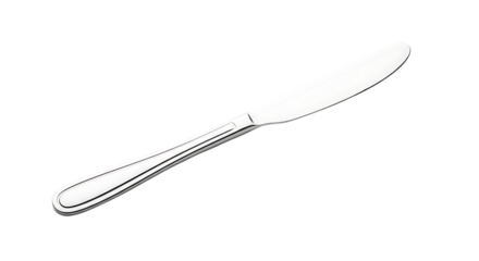 Classic silver butter knife with ornate handle on a black background