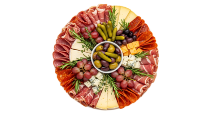 Elegant oval charcuterie board with cured meats cheeses and olives