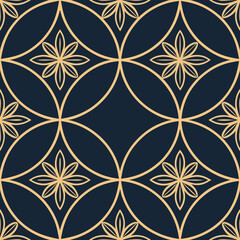 Luxury floral mandala inspired tile art, seamless golden ornamental geometry, abstract symmetry with decorative curves, ideal for fashion fabric prints, wallpaper, branding, packaging, and luxury inte