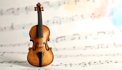 Miniature violin on sheet music