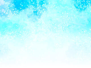 梅雨時のアジサイやネモフィラなど淡い水色や紫色のお花や、青空のようなイメージの背景素材。水彩風テクスチャー。筆のタッチ。水彩の柔らかなにじみ。キラキラした光。水滴の輝き。しっとり感。